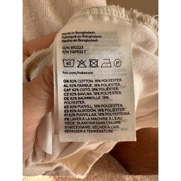 H&M Womens Cream Terrycloth Romper Medium short sleeve button up cotton - Picture 5 of 10